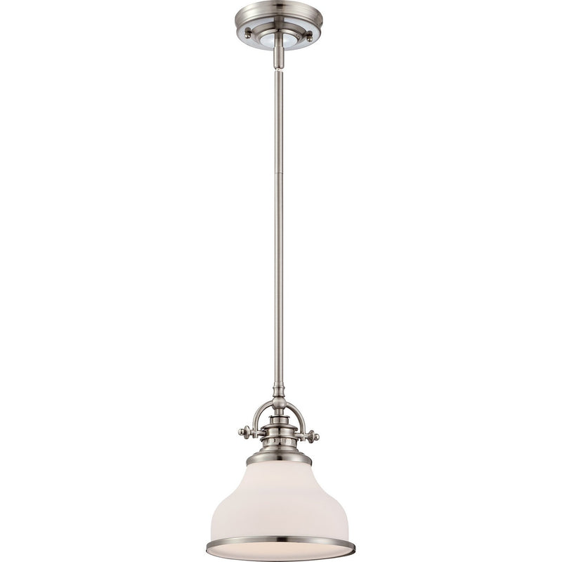 Grant Opal Glass Mini Pendant in Brushed Nickel