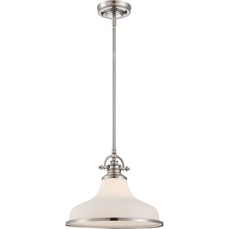 Grant Opal Glass Pendant in Brushed Nickel