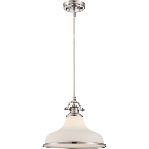 Grant Opal Glass Pendant in Brushed Nickel