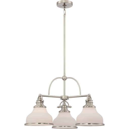 Grant 3-Light Opal Glass Chandelier in Brushed Nickel