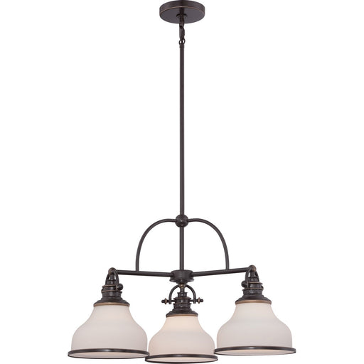 Grant 3-Light Opal Glass Chandelier in Palladian Bronze