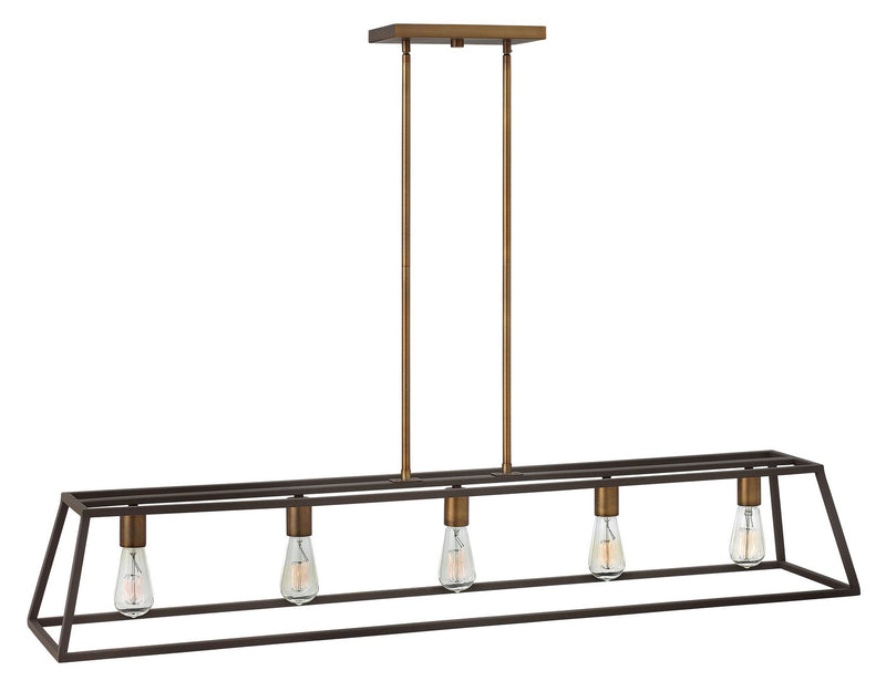 Fulton 5-Light Linear Chandelier in Bronze