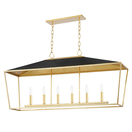Paxton 6-Light Linear Pendant in Gold Leaf / Black
