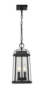 Millworks 2 Light 7.75" Outdoor Chain Mount Ceiling Fixture in Black