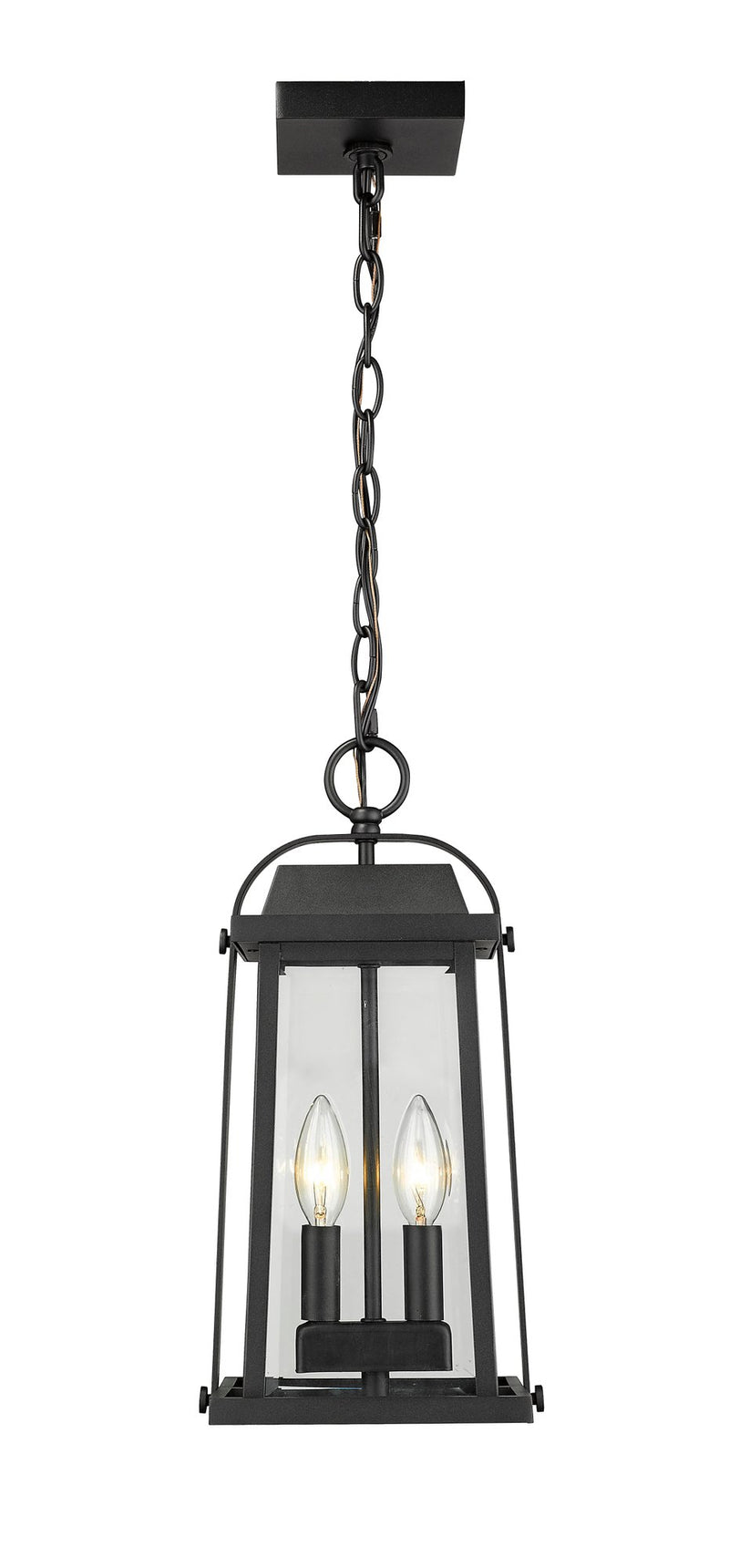 Millworks 2 Light 7.75" Outdoor Chain Mount Ceiling Fixture in Black