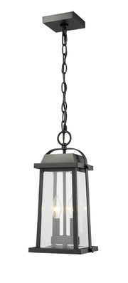 Millworks 2 Light 7.75" Outdoor Chain Mount Ceiling Fixture in Black