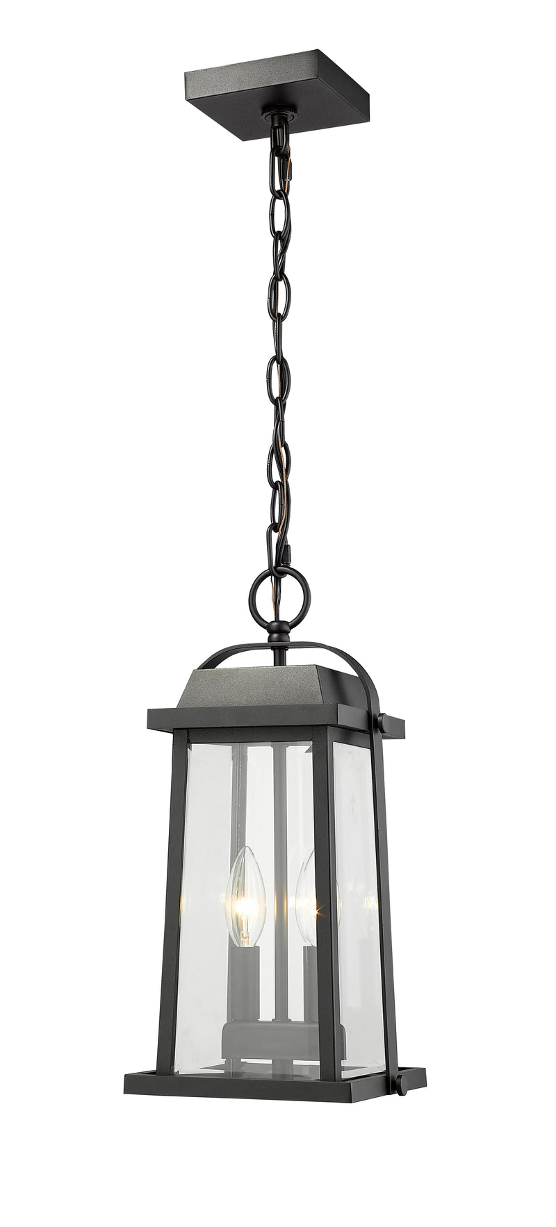 Millworks 2 Light 7.75" Outdoor Chain Mount Ceiling Fixture in Black