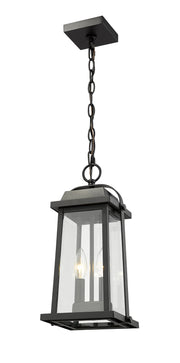 Millworks 2 Light 7.75" Outdoor Chain Mount Ceiling Fixture in Black