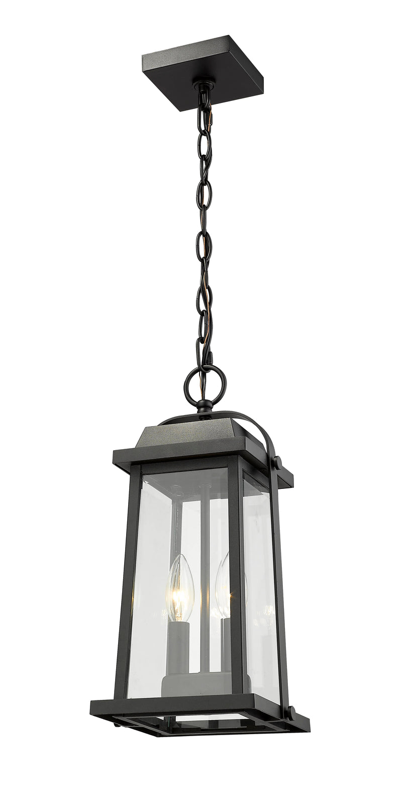 Millworks 2 Light 7.75" Outdoor Chain Mount Ceiling Fixture in Black