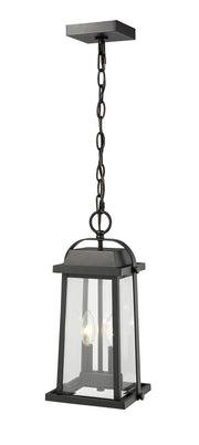 Millworks 2 Light 7.75" Outdoor Chain Mount Ceiling Fixture in Black