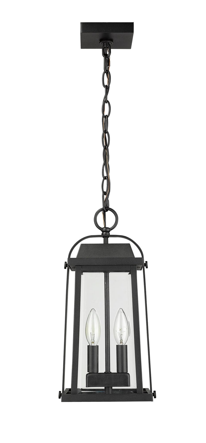 Millworks 2 Light 7.75" Outdoor Chain Mount Ceiling Fixture in Black
