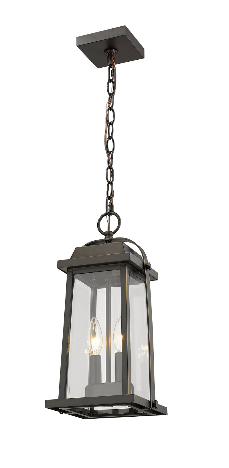 Millworks 2 Light 7.75" Outdoor Chain Mount Ceiling Fixture in Oil Rubbed Bronze