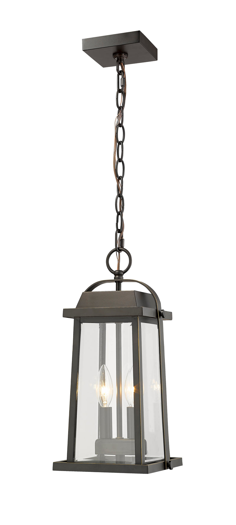 Millworks 2 Light 7.75" Outdoor Chain Mount Ceiling Fixture in Oil Rubbed Bronze