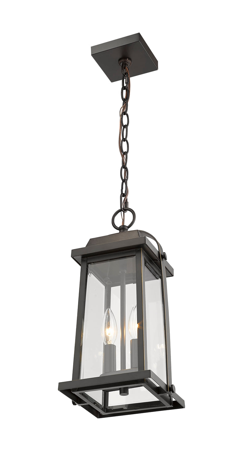 Millworks 2 Light 7.75" Outdoor Chain Mount Ceiling Fixture in Oil Rubbed Bronze