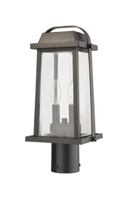 Millworks 2 Light 7.75" Outdoor Post Mount Fixture in Oil Rubbed Bronze, Post Top Only, Round Fitter