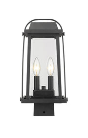 Millworks 2 Light 7.75" Outdoor Post Mount Fixture in Black, Post Top Only, Square Fitter