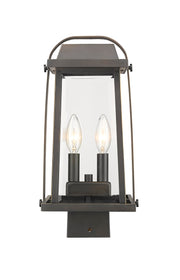 Millworks 2 Light 7.75" Outdoor Post Mount Fixture in Oil Rubbed Bronze, Post Top Only, Square Fitter