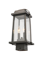 Millworks 2 Light 7.75" Outdoor Post Mount Fixture in Oil Rubbed Bronze, Post Top Only, Square Fitter