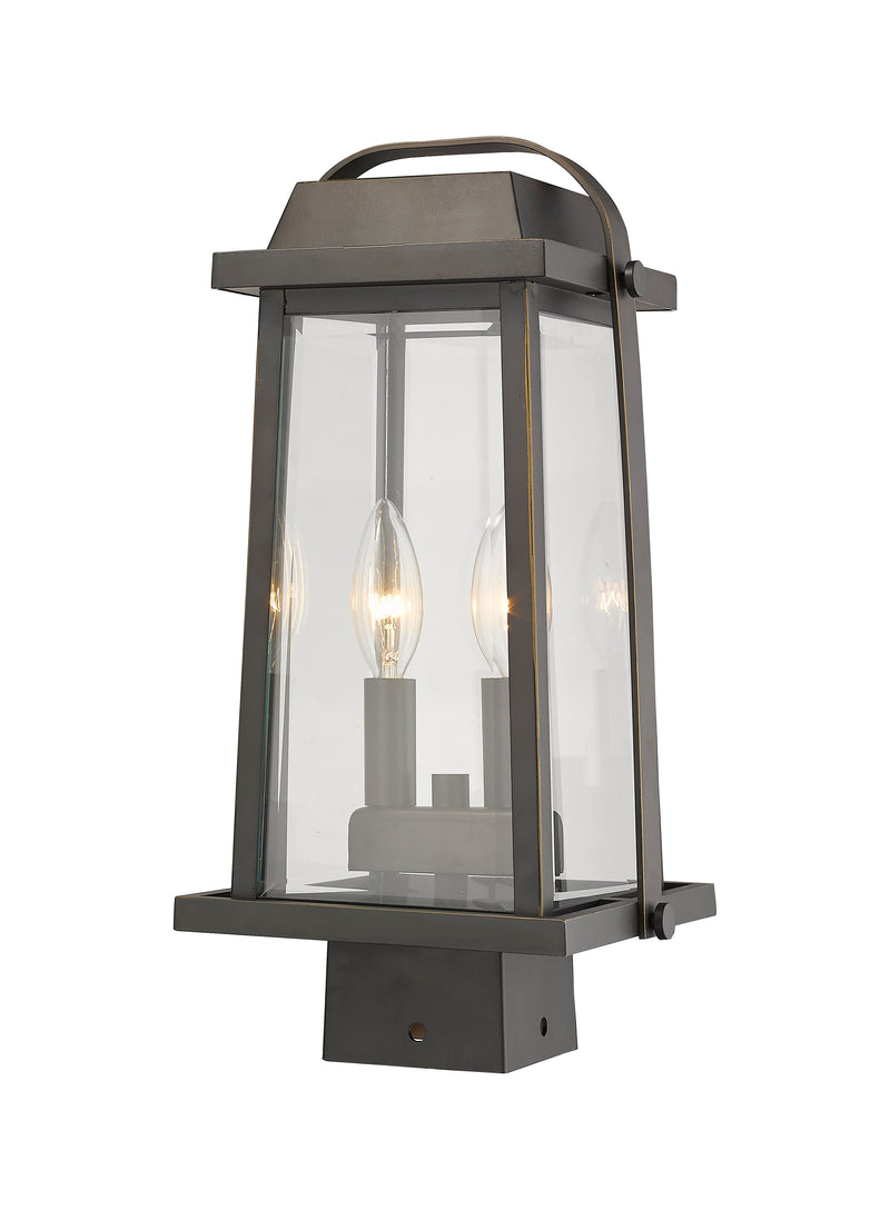 Millworks 2 Light 7.75" Outdoor Post Mount Fixture in Oil Rubbed Bronze, Post Top Only, Square Fitter