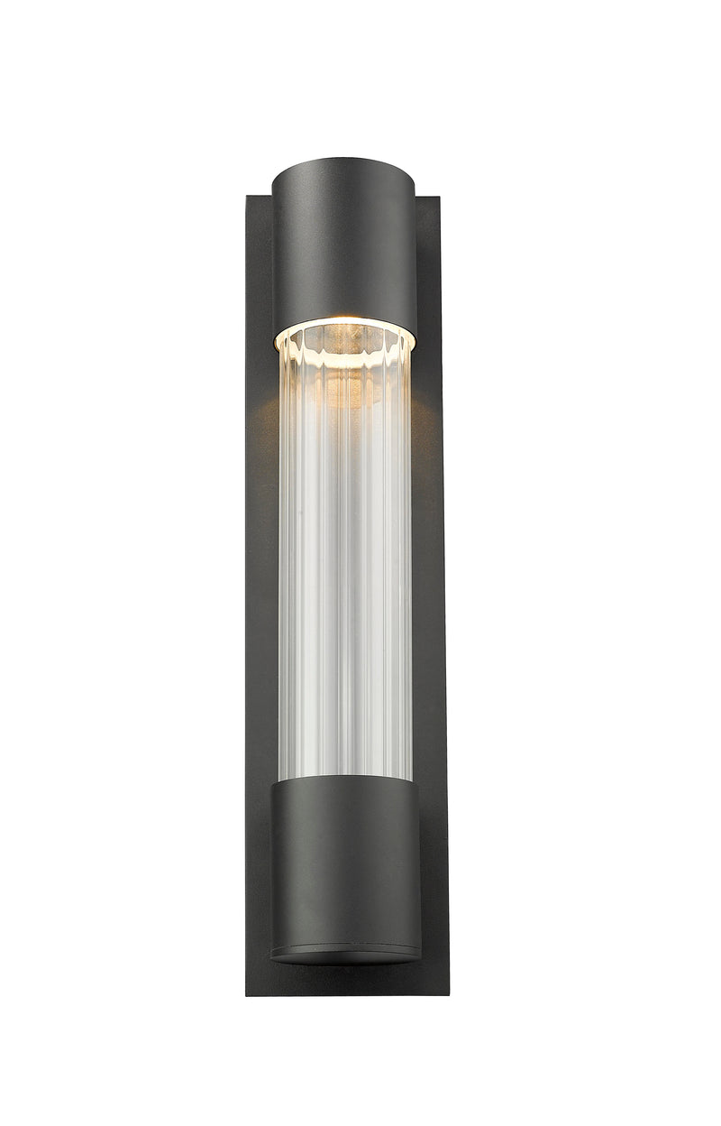 Striate 1 Light 5" Outdoor Wall Light, 21" Tall in Black