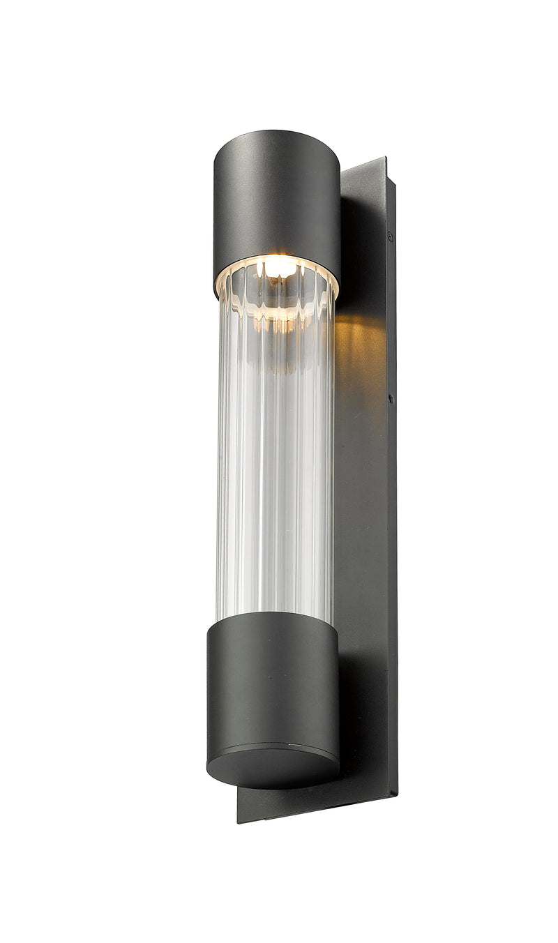 Striate 1 Light 5" Outdoor Wall Light, 21" Tall in Black