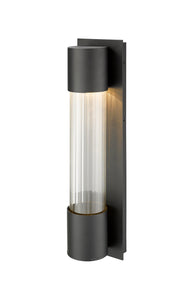 Striate 1 Light 5" Outdoor Wall Light, 21" Tall in Black