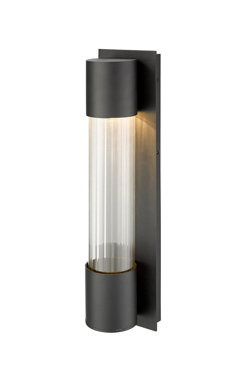 Striate 1 Light 5" Outdoor Wall Light, 21" Tall in Black