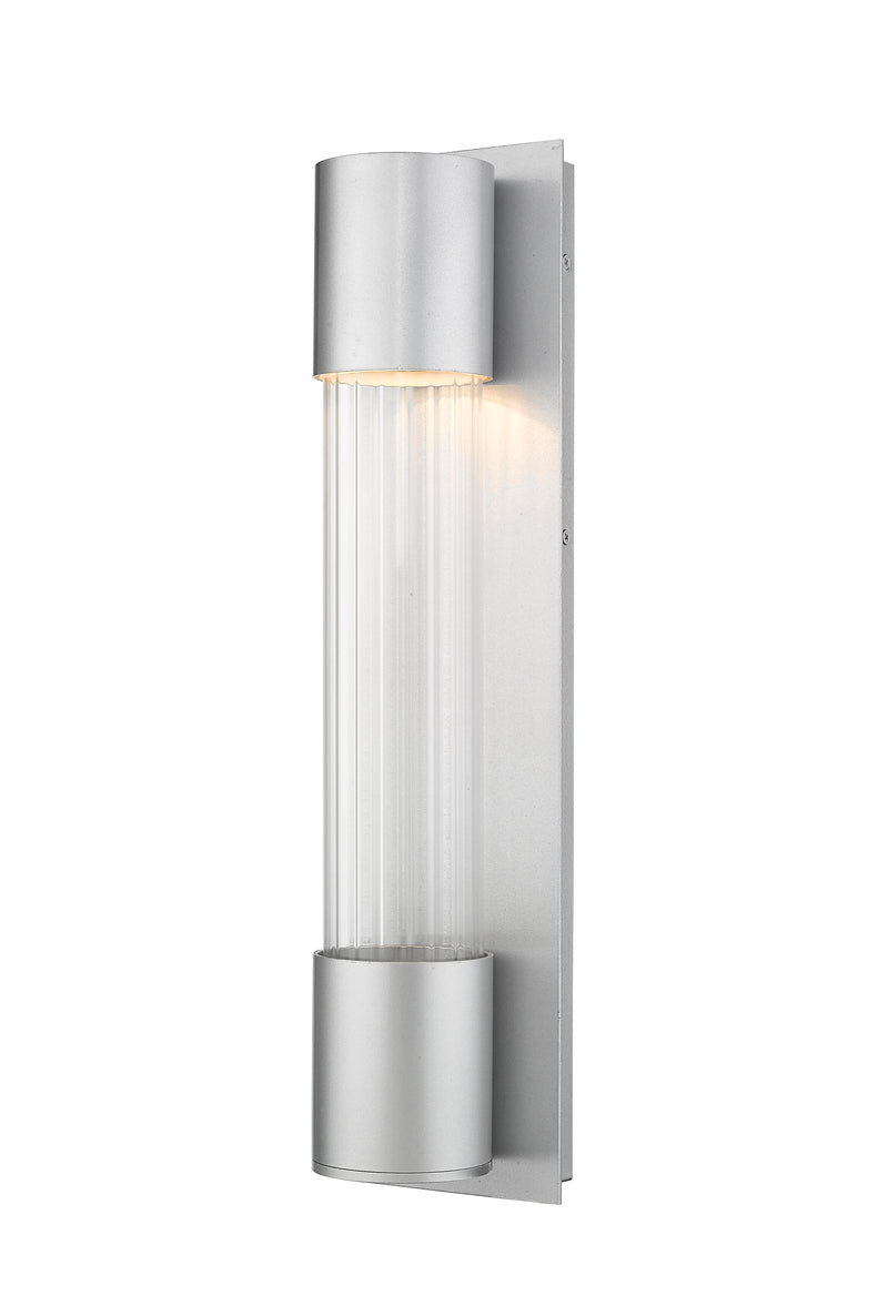Striate 1 Light 5" Outdoor Wall Light, 21" Tall in Silver