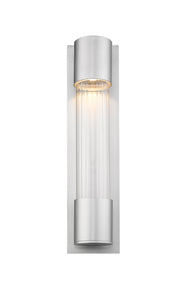 Striate 1 Light 5" Outdoor Wall Light, 21" Tall in Silver