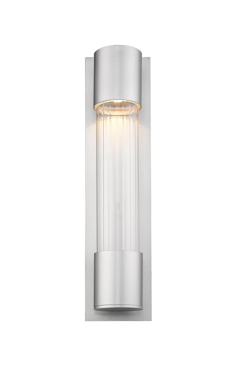 Striate 1 Light 5" Outdoor Wall Light, 21" Tall in Silver
