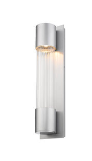 Striate 1 Light 5" Outdoor Wall Light, 21" Tall in Silver