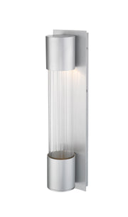 Striate 1 Light 5" Outdoor Wall Light, 21" Tall in Silver
