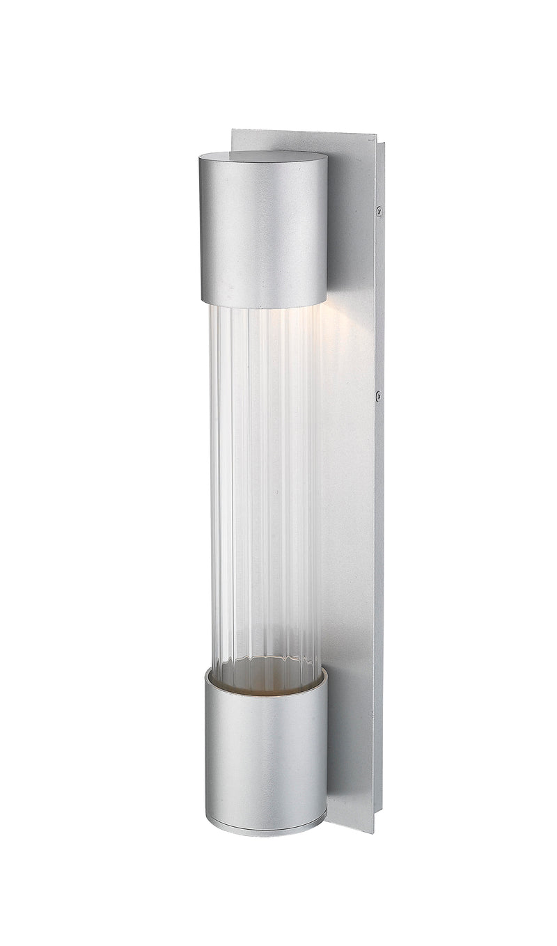 Striate 1 Light 5" Outdoor Wall Light, 21" Tall in Silver
