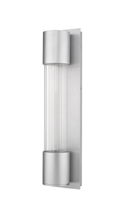 Striate 1 Light 5" Outdoor Wall Light, 21" Tall in Silver