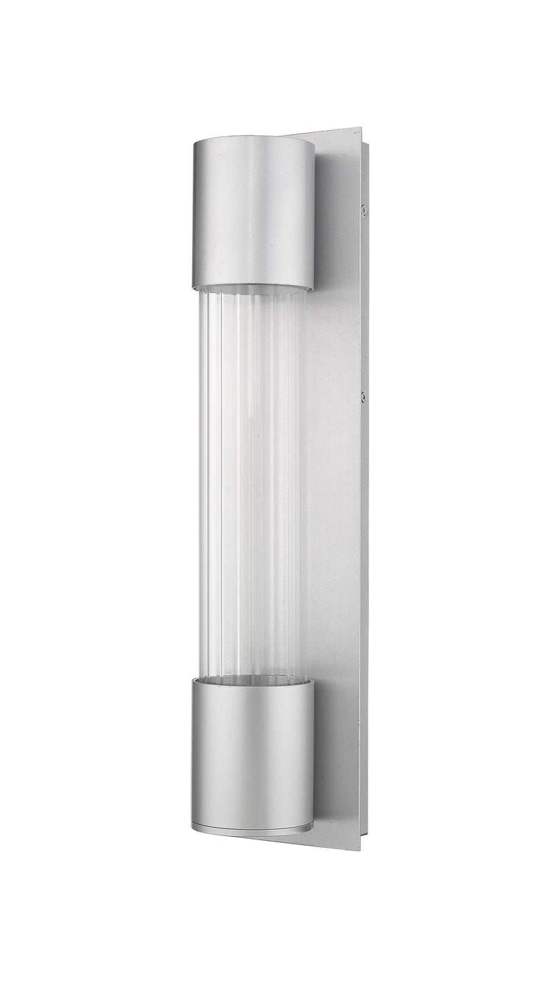 Striate 1 Light 5" Outdoor Wall Light, 21" Tall in Silver