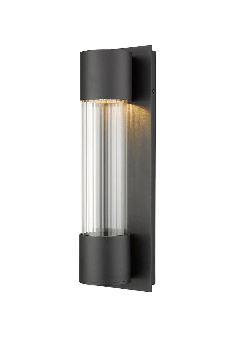 Striate 1 Light 5" Outdoor Wall Light, 17" Tall in Black