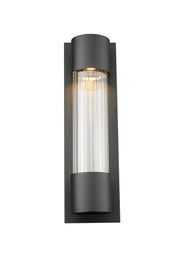Striate 1 Light 5" Outdoor Wall Light, 17" Tall in Black
