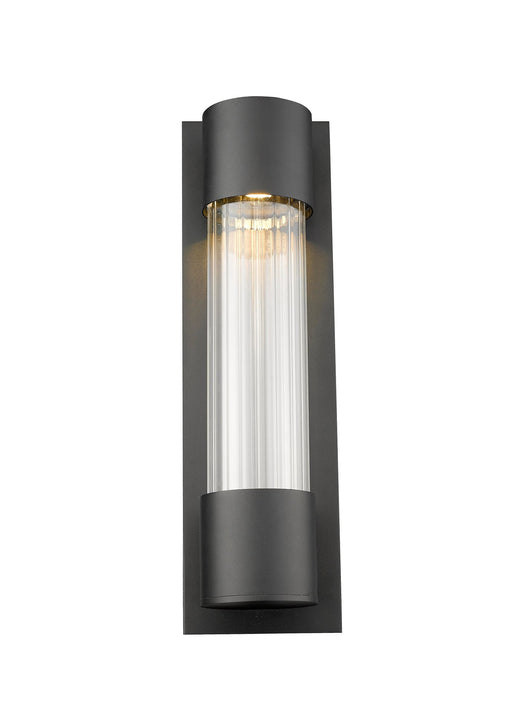 Striate 1 Light 5" Outdoor Wall Light, 17" Tall in Black