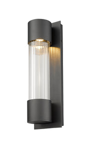 Striate 1 Light 5" Outdoor Wall Light, 17" Tall in Black