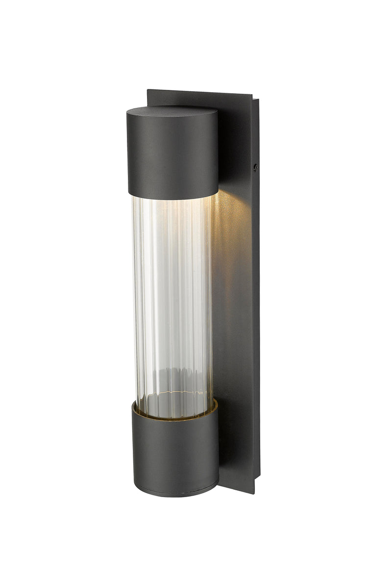 Striate 1 Light 5" Outdoor Wall Light, 17" Tall in Black