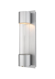 Striate 1 Light 5" Outdoor Wall Light, 17" Tall in Silver