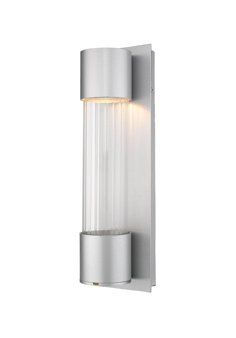 Striate 1 Light 5" Outdoor Wall Light, 17" Tall in Silver