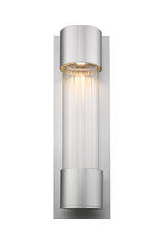 Striate 1 Light 5" Outdoor Wall Light, 17" Tall in Silver