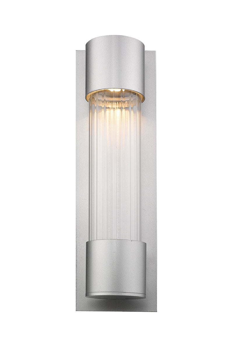 Striate 1 Light 5" Outdoor Wall Light, 17" Tall in Silver