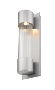 Striate 1 Light 5" Outdoor Wall Light, 17" Tall in Silver