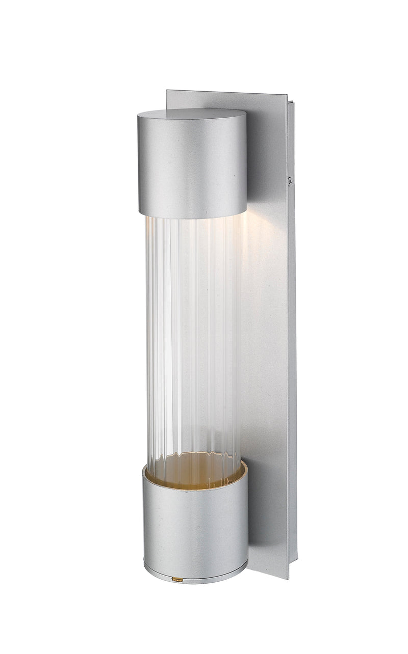 Striate 1 Light 5" Outdoor Wall Light, 17" Tall in Silver