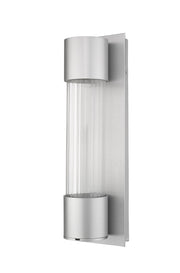 Striate 1 Light 5" Outdoor Wall Light, 17" Tall in Silver