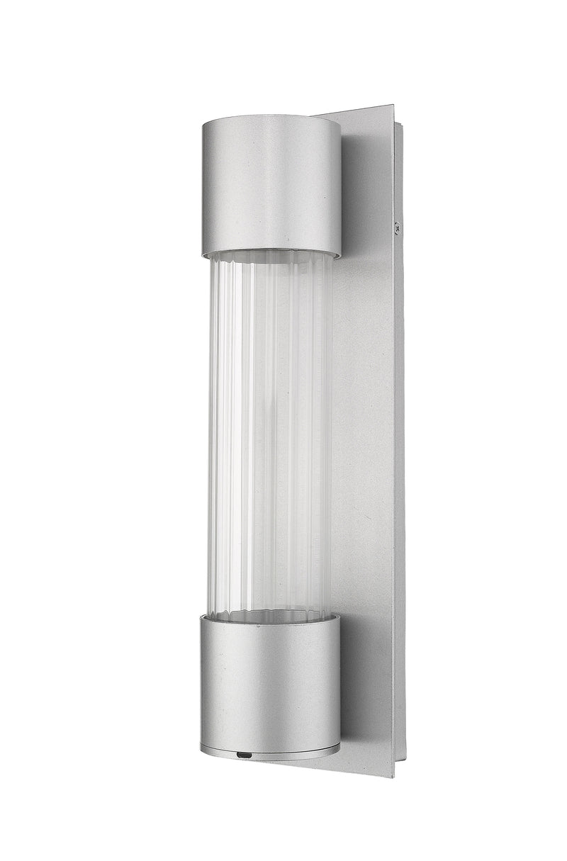 Striate 1 Light 5" Outdoor Wall Light, 17" Tall in Silver