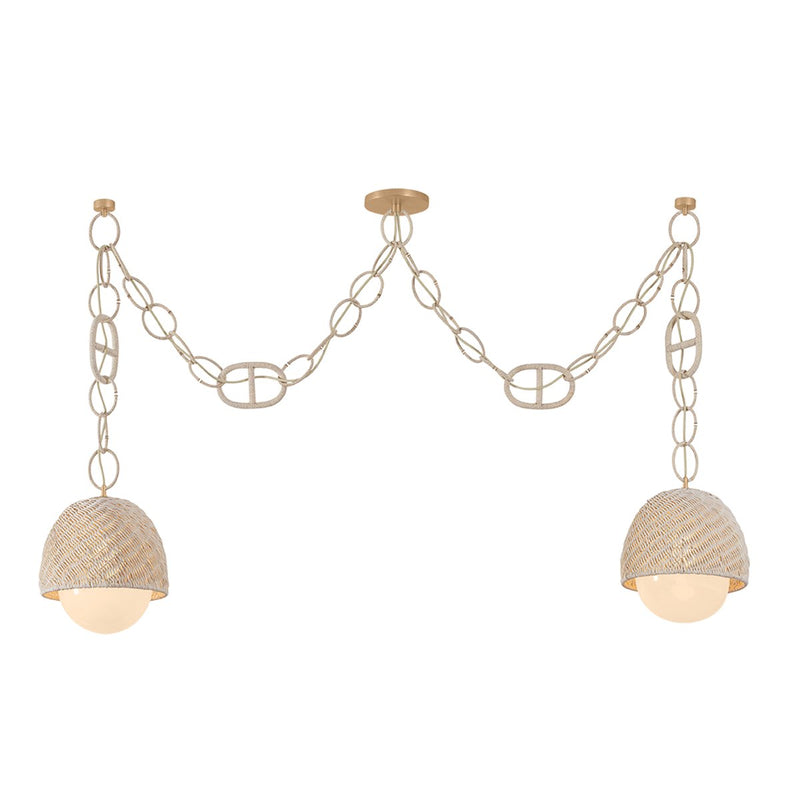 Piasu 2-Light Linear Pendant in Champagne Leaf