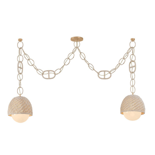 Piasu 2-Light Linear Pendant in Champagne Leaf